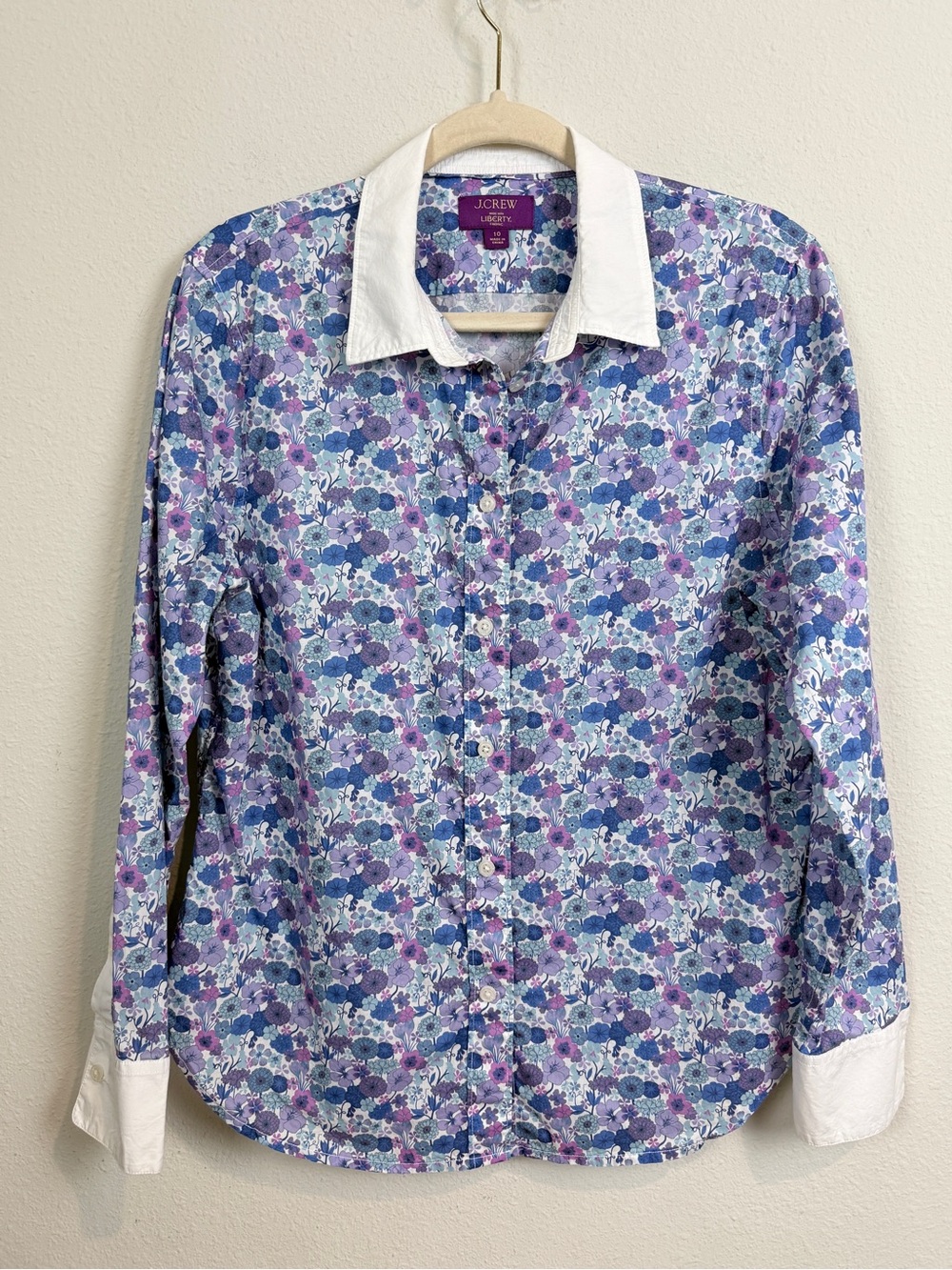 J. Crew Liberty of London Purple & Blue Floral Button-Down Shirt 10
